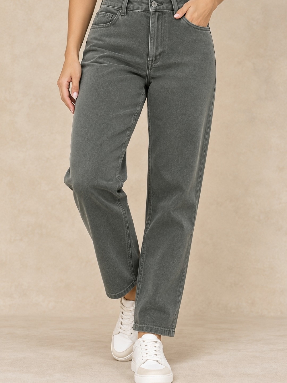Lee Casuals Women’s Size 10P Petite Gray Olive Straight Leg Cotton Pants